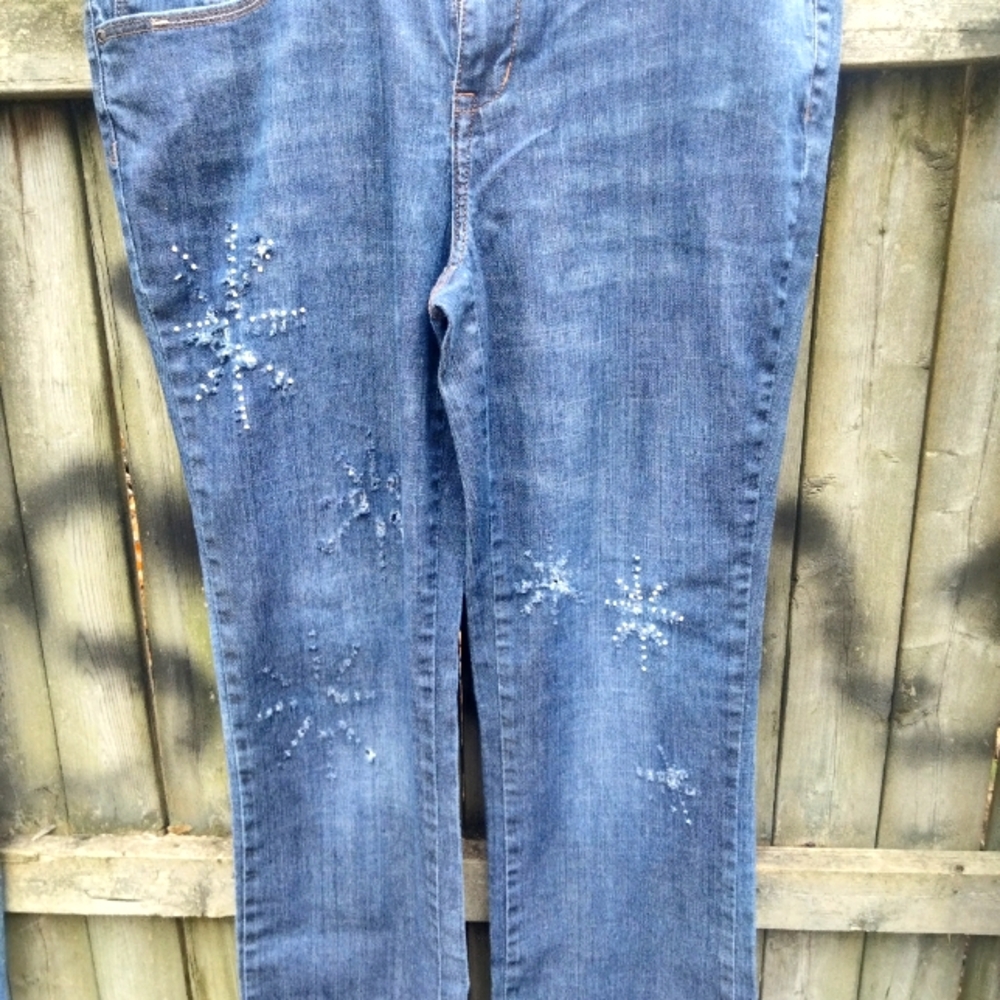 Beaded snowflake jeans
